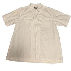 Vintage Bugle Boy Authentics White Short Sleeve Zip-Up Utility Shirt